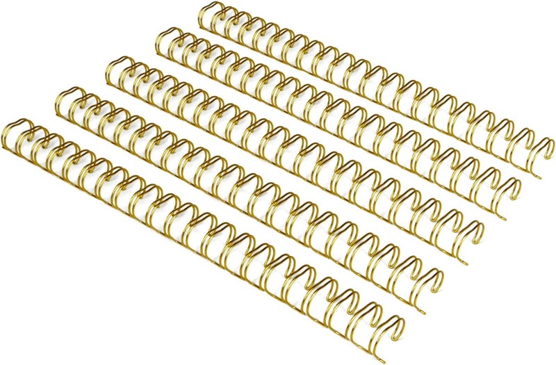 RAYSON Binding Wire Spines, 3/4 Inch, 21 Holes, 2 to 1 Pitch Double Loop Binding Wires Capacity 165 Sheets, Golden Binding Wire Spiral Pack of 50 - Image 1